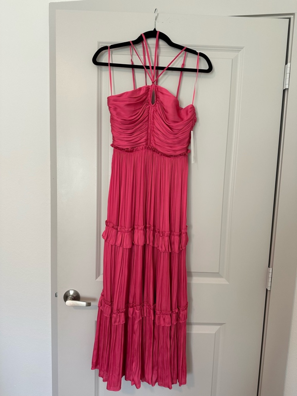 AQUA Pink Silk Maxi Dress